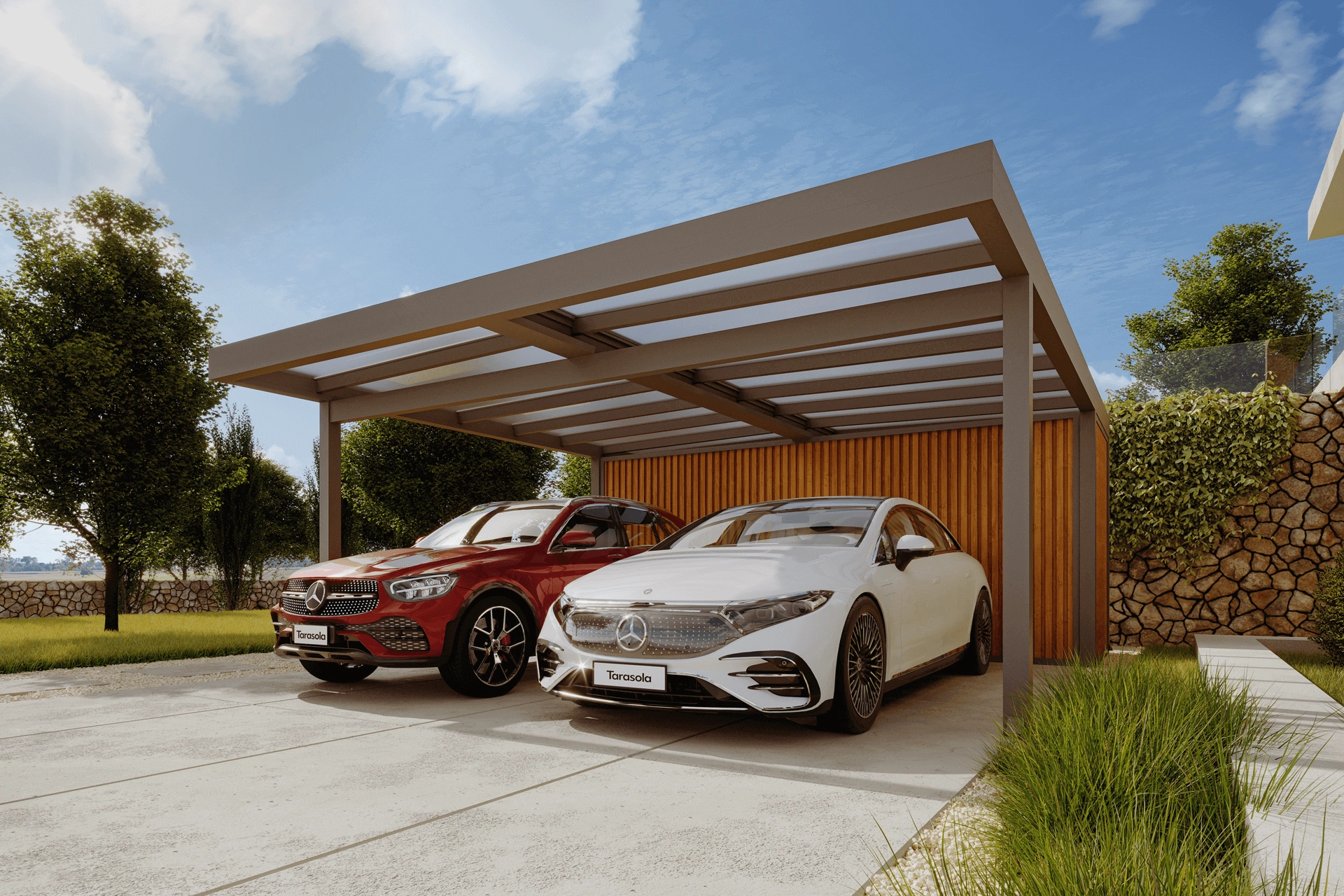 Carport mit Kunststoff-Blech